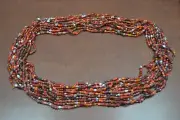 12 NECKLACES RED GLASS SEED LOVE BEADING BEADS 36" #45R