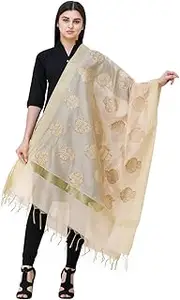 [Aksara] Women's Gold Banarasi Dupatta (DA1229, Gold), Gold, Free Size