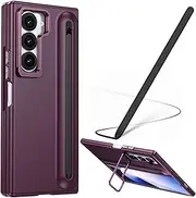 Galaxy Z Fold6 Case with Stylus Pen, Fold 6 Cover with Stand and S Pen Slot, Screen Protector Case for Samsung Galaxy Z Fold6 with Kickstand Red
