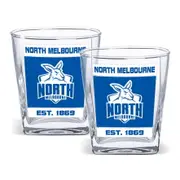 North Melbourne Kangaroos AFL Set of 2 Spirit Glasses 250ml Glass Logo Design