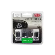 SAAS Wheel Nuts Flat Head Bulge 12 x 1.50 Chrome 35mm Length - in a Pack of 5