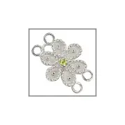 Sterling Silver Hook & Eye Butterfly 2-Strand Clasp w/CZ Olive Green #51293