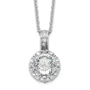 Sterling Silver Cheryl M Rhodium-Plated Brilliant-Cut And 100 Facet Cz 18 Inch Necklace