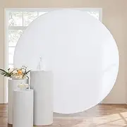 Htper 7.2 FT White Round Backdrop Covers Circle for Wedding Baby Shower Birthday Party Background CP550103