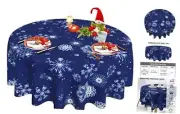 Christmas Tablecloth Blue Round Tablecloth 60 round 60 inch Blue Snowflake 02