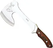 Hiking Axe Joker Cazador HR00, Stamina Wood Handle, Stainless Steel Ferrule, Blade of 21 cm, with Brown Leather Sheath, Tool for Fishing, Hiking, Camping and Hiking