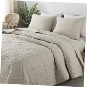 Oversized Size Quilt Bedding Sets with Pillow Shams Cal California King Beige