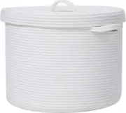 Extra Large Storage Basket with Lid, Cotton Rope Storage Baskets, Laundry Hamper