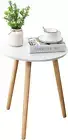 Side Table round, White Nightstand Coffee End Table Bed Side Table Easy Assembly