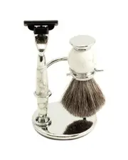 Bey-Berk Mach 3 Razor & Pure Badger Brush with Stand
