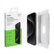 Belkin ScreenForce TemperedGlass Treated Screen Protector for iPhone 15 Pro Max - Slim & Scratch-Resistant - Includes Easy Align Tray for Bubble Free Application