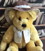 SPOONFLOWER TINY VEST AND FLOPPY HAT HANDCRA TEDDY BEAR CLOTHES.