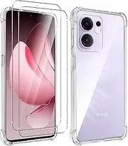 Case for Oppo Reno 13F 5G + 2 Pack Screen Protector, ELECTRO-WEIDEWORLD Ultra-Clear Anti-Scratch Soft TPU Case Cover for Oppo Reno 13F 5G, Shockproof Phone Case with Bumper Protection, Clear