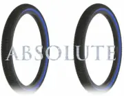 PAIR OF BLACK BLUE BICYCLE GENUINE DURO BMX TIRES IN 20 X 1.75 INFECTION TREAD.