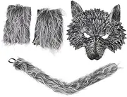 [WOONEKY] 1 Set Cosplay Animal Costume Wolf Cosplay Costume Cosplay Kit Cosplay Tail Decor Decorative Gloves Cosplay Supplies Party Cosplay Costume Festival Tail Photo Props Festival Gloves