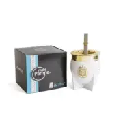 MATE PAMPA AFA BLANCO ARO DORADO XL Argentina Campeon