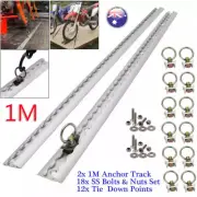 2x Anchor Track Tie Down Point Rail Trailer Caravan L-Track 1M Tracks + 12 Rings