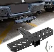 Z8 Tow Hitch Step for 2” Receivers, Strong Steel Construction Anti-Slip Coated, 600lbs Rated Tow Strap Capacity，for Trailer SUV Car Bar Jeep Pickup Rear Bump Towing Tailer Hitchstep Black