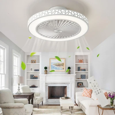 Ceiling Fan with Lights, 19'' Low Profile Flush Mount Bladeless Ceiling Fan Ligh