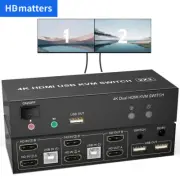 Dual Monitor HDMI 2.0 KVM Switch 4K@60Hz USB KVM Switcher 2X2 2X1 for 2 Computer