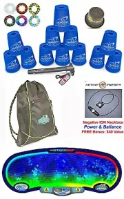 Speed Stacks Custom Combo Set The ELITE 12 COOL BLUE 4" Cups, Cup Keeper Bonus !