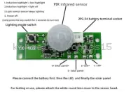 3.7V Infrared Solar Lamp Panel Circuit Board Lamp Boards Control Sensor Module