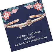 [FEELMEM] To My Daughter-in-Law Gifts Wedding Gift Message Card Daughter-in-Law Rose Flower Bangle Bride Jewelry New Daughter in Law Gifts from Mother in Law