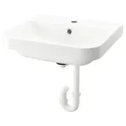 BACKSJÖN semi-recessed wash-basin w watr trp, white, 50x43 cm