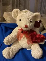 Soft Expressions Valentine's Day Teddy Bears, Couple, Large Heart/bow. Unused.