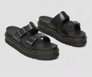 Dr. Martens Myles Black Brando Leather Buckle Slide Sandal | Men’s Size 13