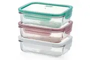 GLASSLOCK 3 PIECE RECTANGLE FOOD CONTAINER SET WITH LIDS 710ml