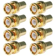8 Pcs BNC Male to RCA Female Coax Coaxial Adapter Connector Converter CCTV Gold