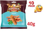 10 PACK x40g DRY RYE BREAD Croutons BACON FLAVOR CRACKERS Grenki 3 Корочки