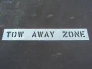 4" TOW AWAY ZONE Parking Lot Stencil 1/16" LDPE (063") Spans 49.5" Easy to Read