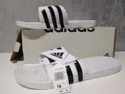 adidas Unisex Adissage Slides Sandal, White/Black/White, 18 US Men