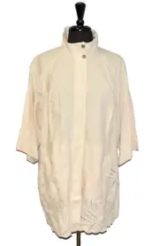 A5 NWT CHICO'S Clam Shell Linen 3/4 Sleeve Cutwork Topper Jacket Size 4 US XXL
