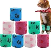 Pet Self Adhesive Bandage Pet Self Adhesive Bandage Wrap, 8 Rolls Self-Adhesive Bandage Dog Vet Wrap,Pet Vet Wrap Tape,Vet Wrap Pet Self Adhesive Bandage Pet Cohesive Bandages Vet Wrap,2.5cmx 4.5m