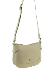 [PIERRE CARDIN] Leather Sleek Cross-Body Bag in Bone