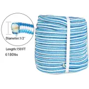 1/2" × 150' Arborist Tree Climbing Rope 16 Strand Braided Nylon Core Polyester
