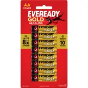 Eveready Gold AA Alkaline Batteries 8 pack
