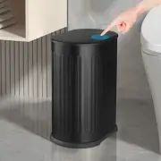 Bathroom Trash Cans Black Stainless Steel Small Garbage Can with Pop up Lid, ...