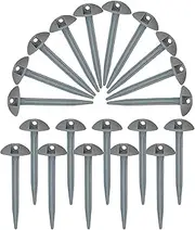 20 Plastic Mushroom Groundsheet Tent Pegs - Strong and Durable Camping Stakes for Securing Straps and Sheets to the Ground Ideal for Hiking, Gardening, Plant Support, Gazebos