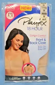 Playtex 18 Hour Front & Back Close Wireless Bra US400C Beige 38DDD