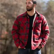 Coleman Sherpa Lined Yukon Flannel Shirt Jackets with Corduroy Trim Size XL
