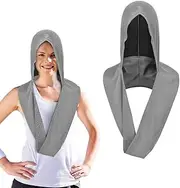 Dolemay Cooling Hoodie Towel,Soft Comfortable Fast Drying Hoodie Towel Multifunctional Sun Protections Neck Wrap Scarf & Head Towel Outdoor Sunscreen Cooling Towel for Cycling Gym Yoga Camping-Grey