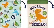 Skater KB63W-A Dinosaurus Dinosaurus Children's Lunch Box, Cup, 2 Piece Set, 5.9 x 7.9 inches (15 x 20 cm), Drawstring Lunch Bag, Made in Japan