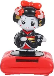 VANZACK Nodding Kimono Doll Solar Powered Shaking Head Ornament Figurines for Car and Home Decor Cute Kimono Doll Decoration for Dashboard Office and Garden
