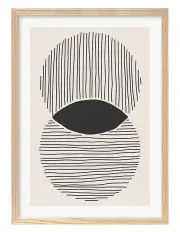 [Profile Australia] Australian Made Intersecting Circles Lines Art Print A3 in Natural Frame