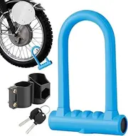 Lock - U Lock for Bicycle Silicone,Bicycle Lock Double Open Coarse Hard Lock Steel Shackle Serpentine Key Slot with 2 Copper Keys Mounting Bracket Minuse