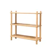 MIUZ 2 Tier Bookshelf Display Shelf Solid Oak Wood Book Case Storage Rack Stand